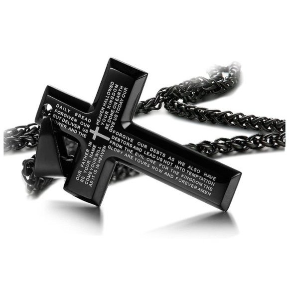 Black Cross Pendant Necklace